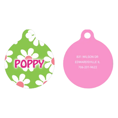 Green Daisy HD Dog ID Tag