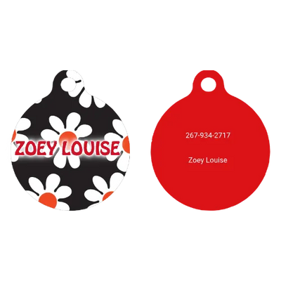 Black Daisy HD Dog ID Tag