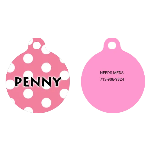 Pink Polka Dot HD Dog ID Tag