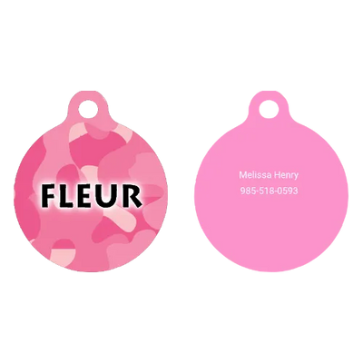 Pink Camo HD Dog ID Tag