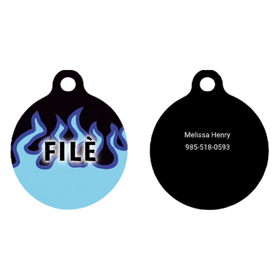 Blue Flames HD Dog ID Tag