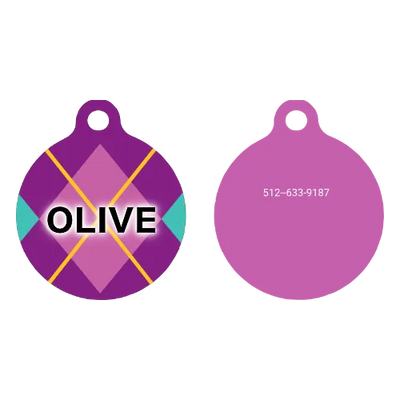 Purple Argyle HD Dog ID Tag