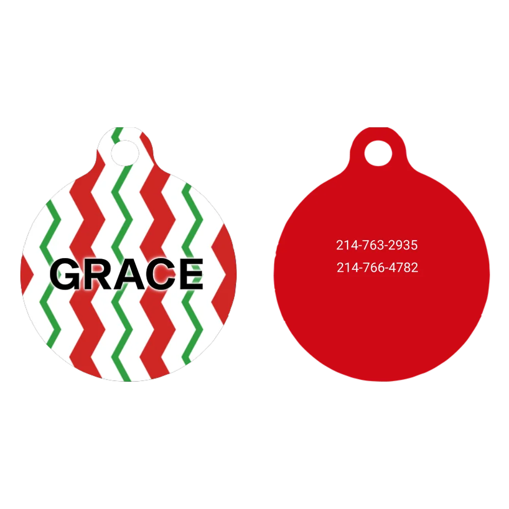 Peppermint Chevron Stripes HD Dog ID Tag