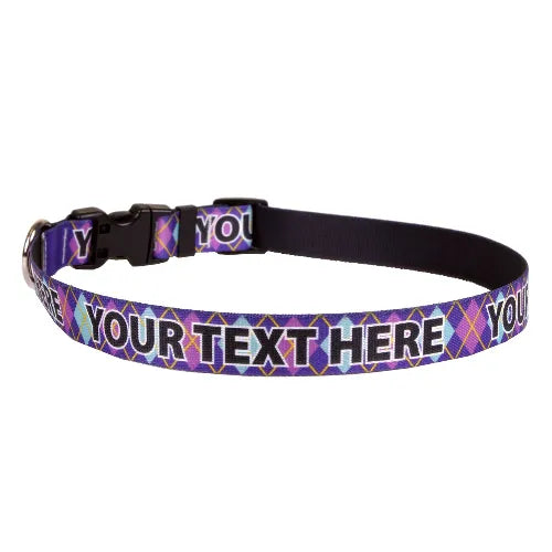 Personalized Purple Argyle Dog Collar