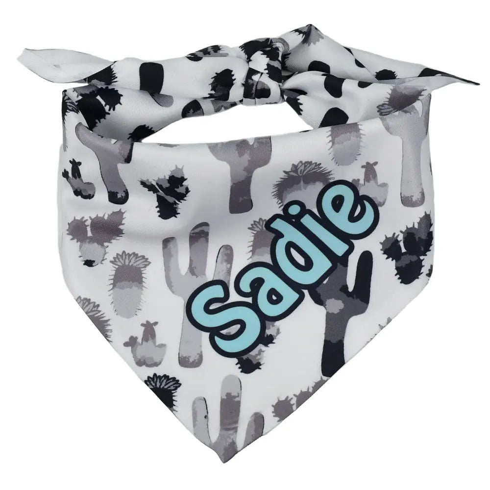 Personalized Black and White Cactus Dog Bandana