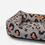 Chester & Lee | Velvet Sleeper Dog Bed Gray & Peach Leopard Print