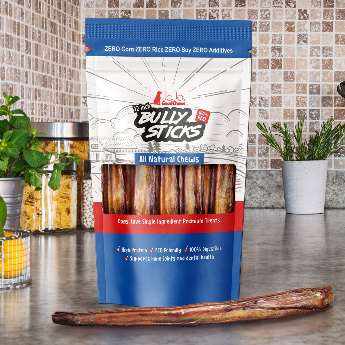 12" Jumbo Beef Bully Sticks for Dogs, 2-Pack