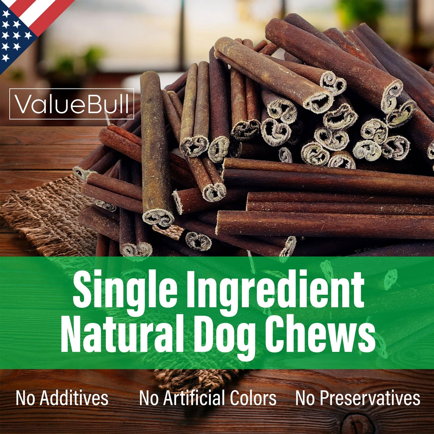 ValueBull USA Collagen Sticks for Dogs, 6 Inch Thick Chews, Natural Long-Lasting Dog Treats, 50 Count