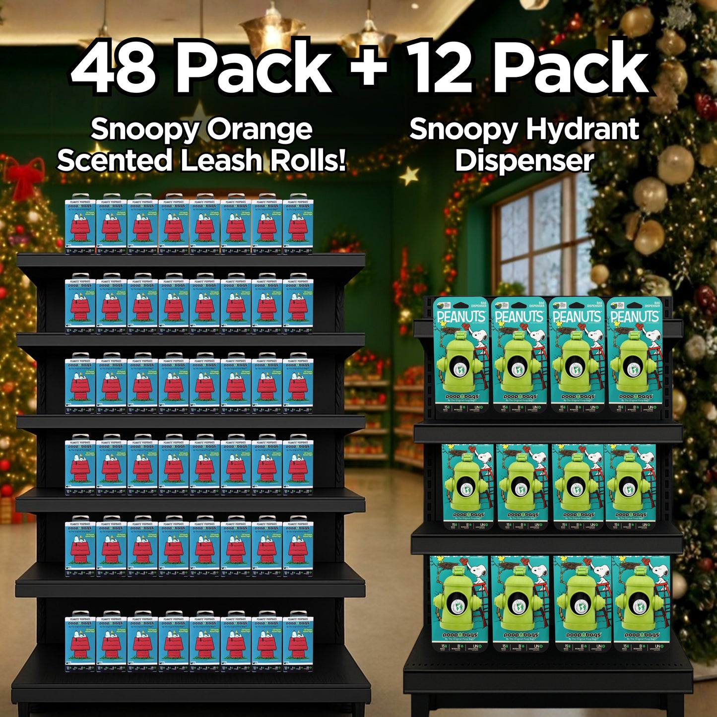 Wholesale Stocking Stuffer Unscented Snoopy Leash Roll Bundle + 12 Snoopy Hydrant Dispensers