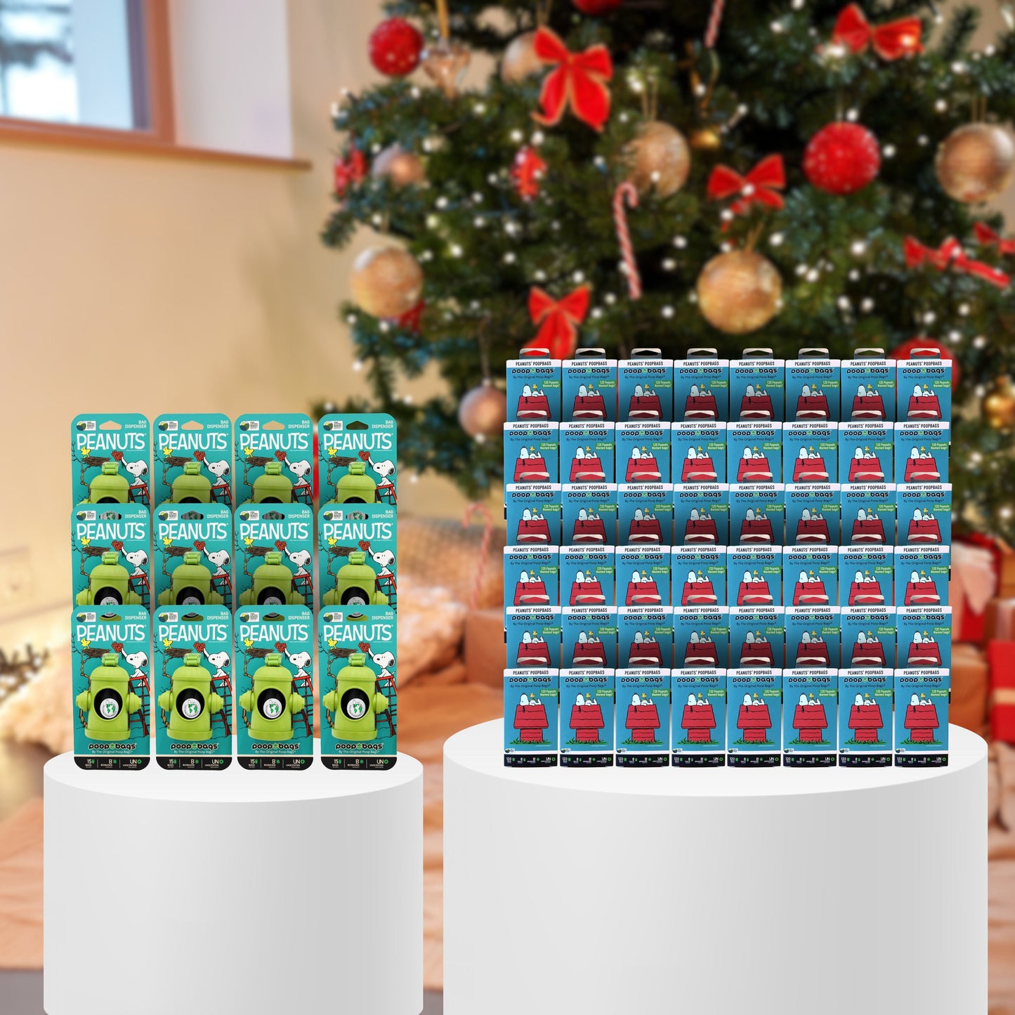 Wholesale Stocking Stuffer Unscented Snoopy Leash Roll Bundle + 12 Snoopy Hydrant Dispensers