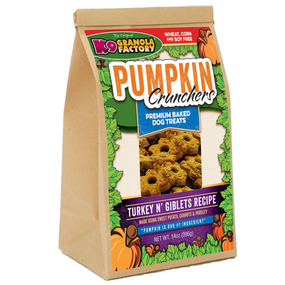K9 Granola Factory Pumpkin Crunchers, Turkey N' Giblet Recipe Dog Treats (14oz)