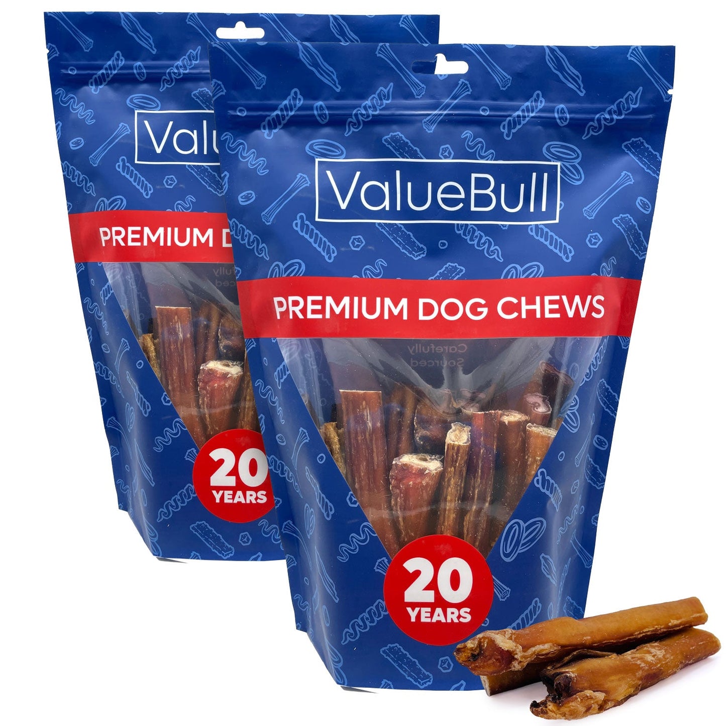 ValueBull Bully Sticks for Large Dogs, Jumbo 4-6 Inch, Varied Shapes, 50 Count