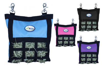 CuteNFuzzy Rabbit & Guinea Pig Hay Bag Feeder with Super Tough Bottom® Design | 15 Feeding Openings | Small 10" x 11" x 3" Hanging Hay Feeder | Less Waste, Cleaner Cage | Made in USA Design