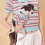 Pet & Me Spring Summer Blue Ocean Crochet Short Sleeve Polo Shirt