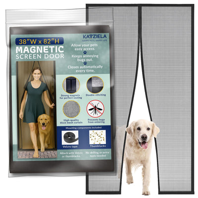 Katziela Magnetic Screen Door 38x83 – Pet & Kid-Friendly Mesh with Extra Bottom Magnets – Heavy-Duty, Hands-Free Closure, Keeps Bugs Out & Lets Fresh Air In
