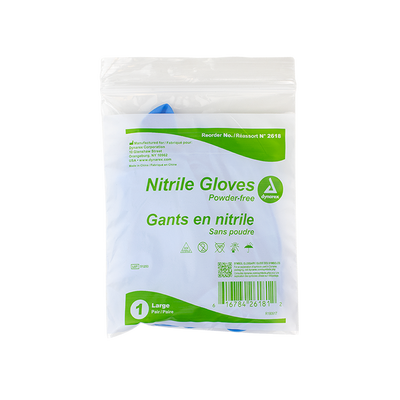 Dynarex Nitrile Exam Gloves In A Bag - Large Powder-Free, Blue - 1pr/bag, 500bgs/cs (500 Pairs)