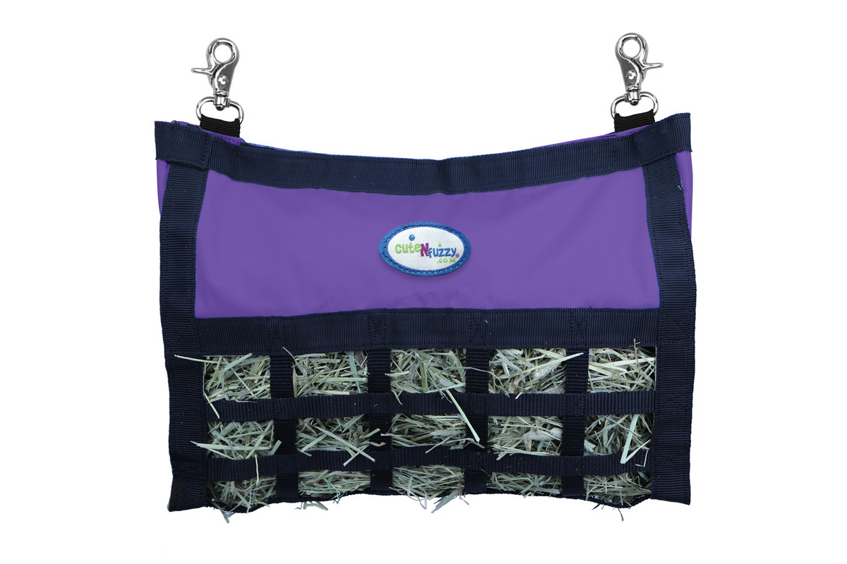 CuteNFuzzy Rabbit & Guinea Pig Hay Bag Feeder with Super Tough Bottom® Design | 25 Feeding Openings | Large 15" x 11" x 3" Hanging Hay Feeder | Less Waste, Cleaner Cage | Made in USA Design