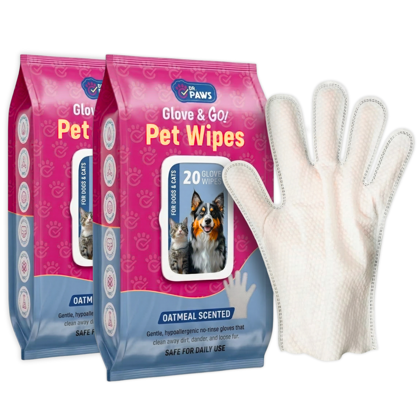 Glove & Go! Glove Grooming Wipes for Dogs & Cats