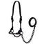 Derby Midnight All Black Premium Round Rolled Leather Cattle Show Halter with Matching Chain Lead  - One Year Limited Manufacturer’s Warranty