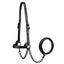 Derby Originals Midnight All Black Flat Fancy Stitch Leather Cattle Show Halter, Small/Medium/Large, Adjustable Fit with 48" Lead and 14" Chain, Durable Hardware, Ideal for Shows, 1-Year Warranty