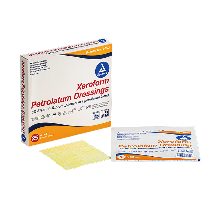 Dynarex Xeroform Gauze Dressing, 4" x 4", 25ea/bx 4bxs/cs (100 Count)