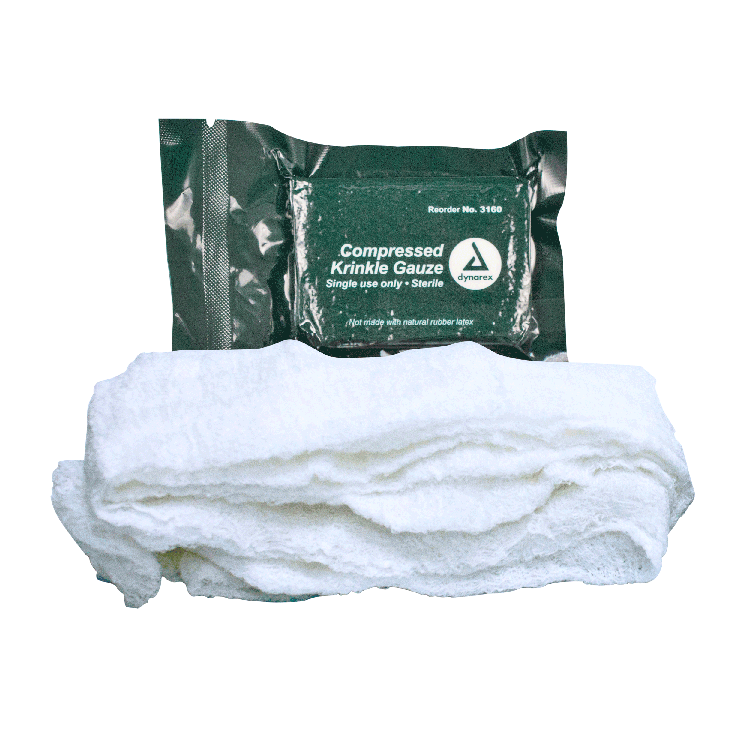 Dynarex Compressed Krinkle Gauze Bandage - Sterile, 4.5" x 4.1 yd, 100ea/cs (100 Count)