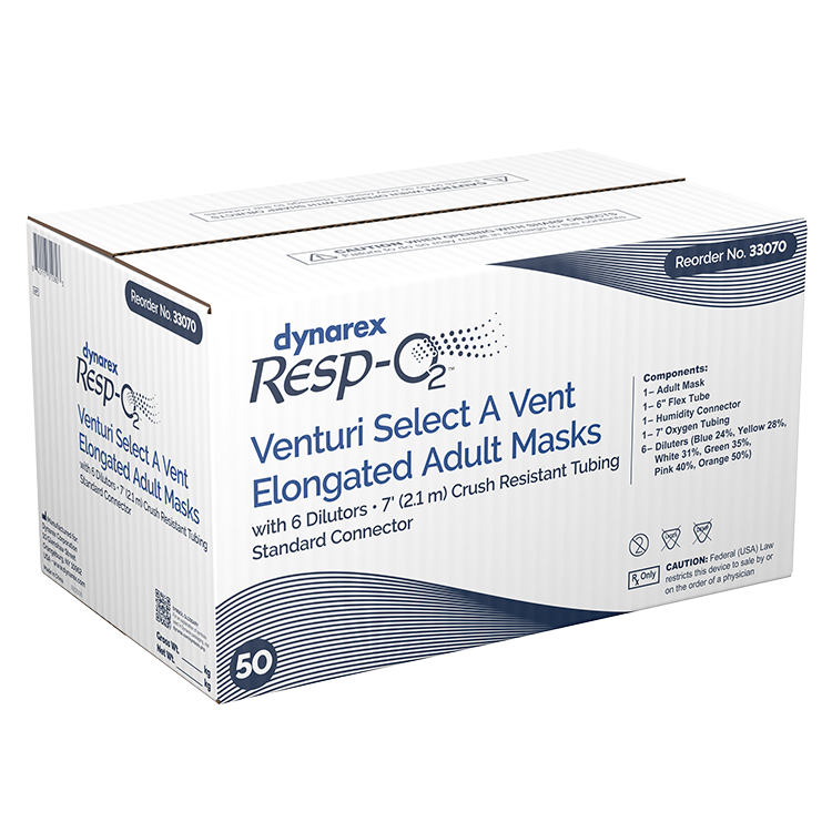 Dynarex Resp-O2 Venturi Select A Vent Elongated Mask (50 Count)