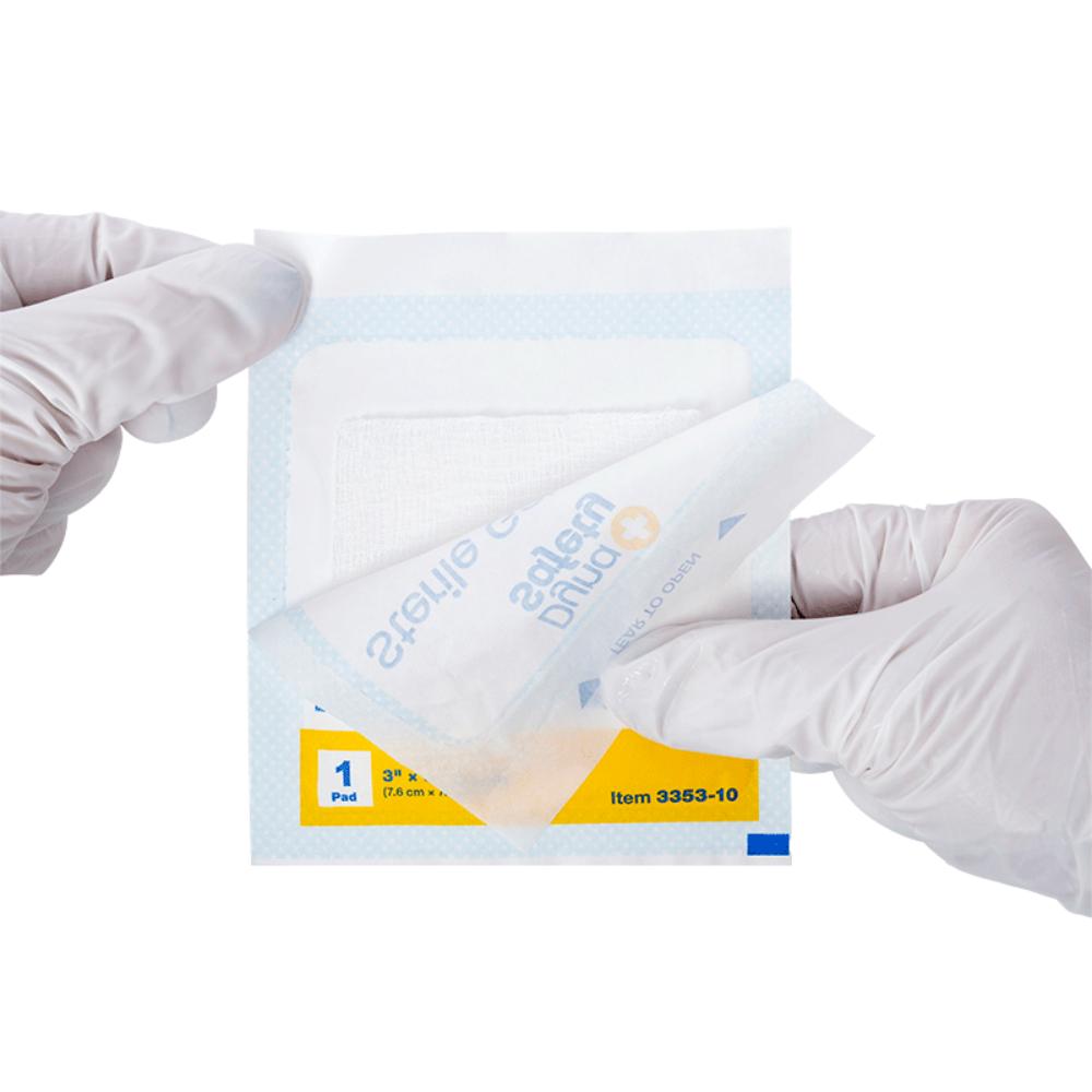 Dynarex Gauze Pad - Sterile 1's, 3" x 3" 12 Ply, 10ea/bx, 48bxs/cs (480 Count)