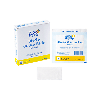 Dynarex Gauze Pad - Sterile 1's, 3" x 3" 12 Ply, 4ea/bx, 100bxs/cs (400 Count)