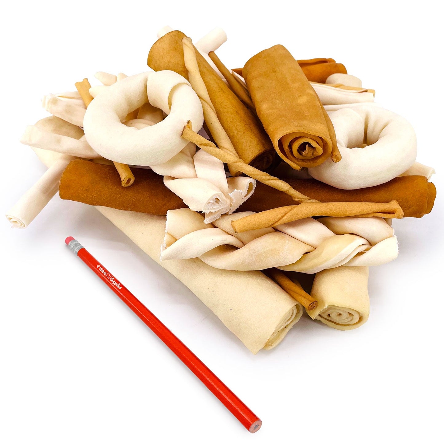 ValueBull USA Rawhide, Varied Mix of Fun Shapes for Dogs, 2 Pound