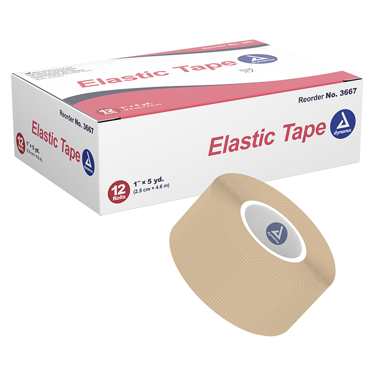 Dynarex Elastic Tape, 1" x 5yds - 12ea/bx, 12bxs/cs (144 Count)