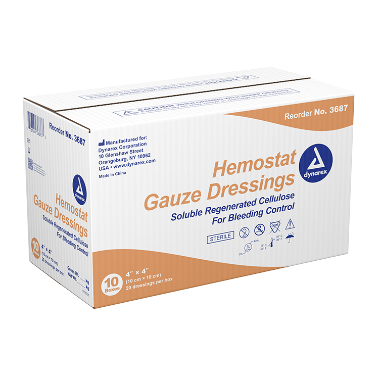 Dynarex Hemostat Gauze Dressing, 20ea/bx, 10bxs/cs (200 Count)