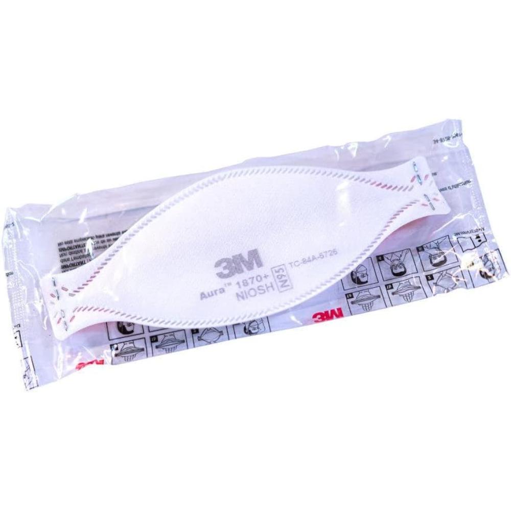3M 440pcs Aura 1870+ Particulate Respirator N95 Face Mask, Regular Size, Individually wrapped & Flat Fold