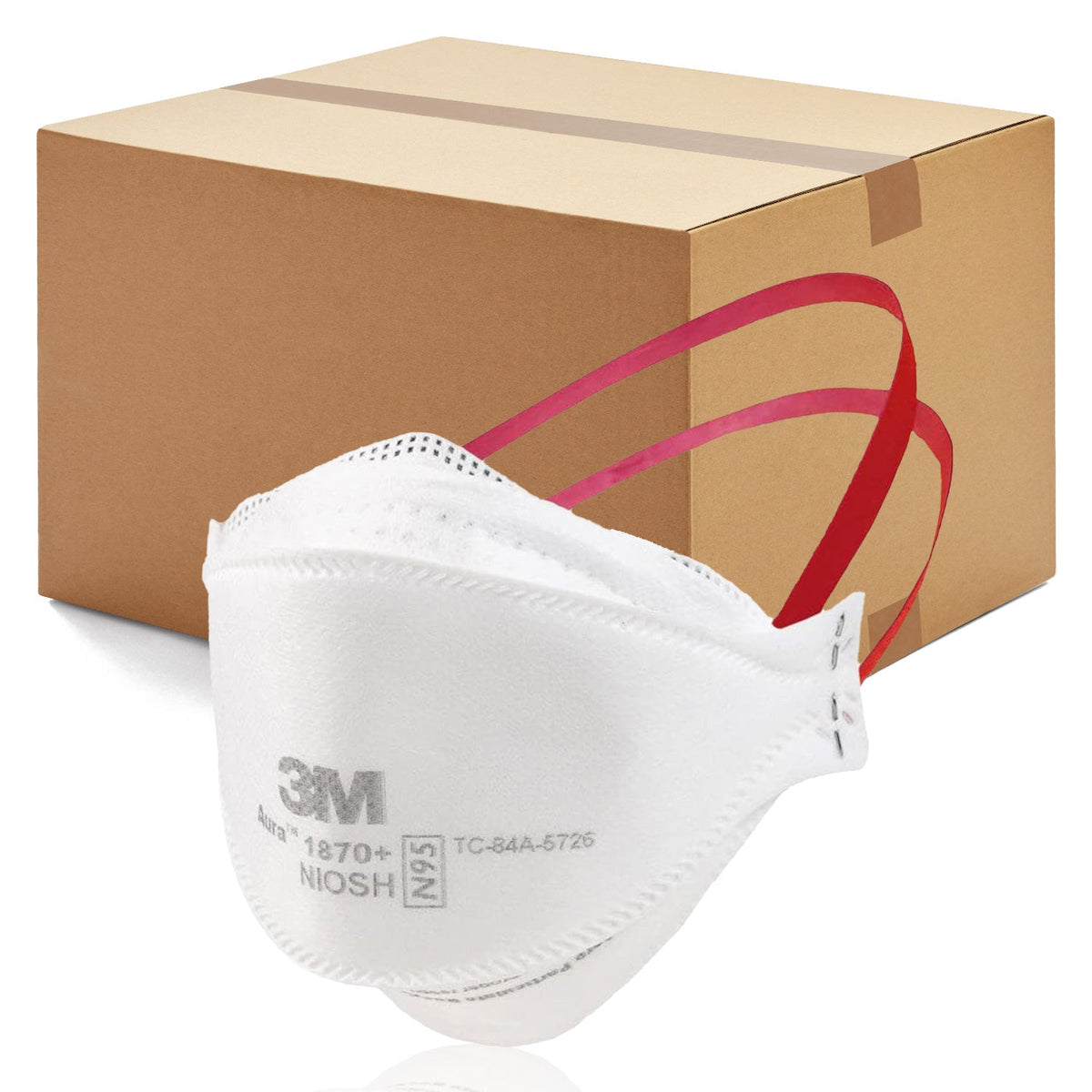 3M 440pcs Aura 1870+ Particulate Respirator N95 Face Mask, Regular Size, Individually wrapped & Flat Fold