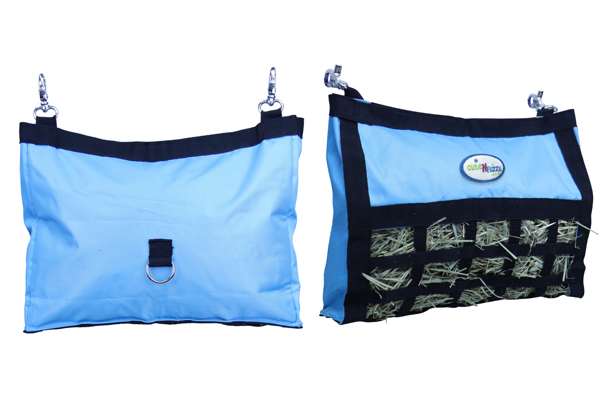 CuteNFuzzy Rabbit & Guinea Pig Hay Bag Feeder with Super Tough Bottom® Design | 25 Feeding Openings | Large 15" x 11" x 3" Hanging Hay Feeder | Less Waste, Cleaner Cage | Made in USA Design