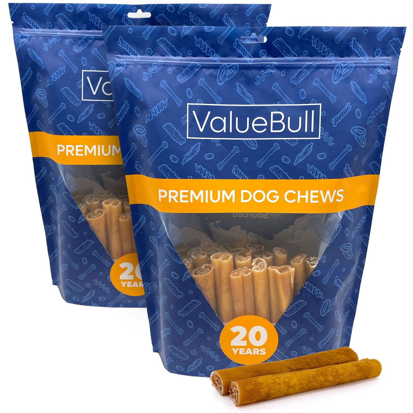 ValueBull Buffalo Collagen Sticks for Dogs, 6 Inch Jumbo Chews, Natural Long-Lasting Dog Treats, 50 Count
