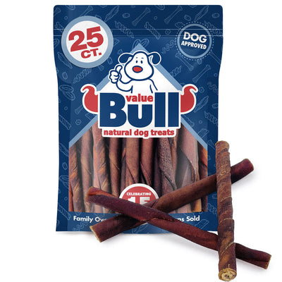 ValueBull USA Collagen Twists Dog Chews, 5 Inch, Natural Long-Lasting Dog Treats, 25 Count