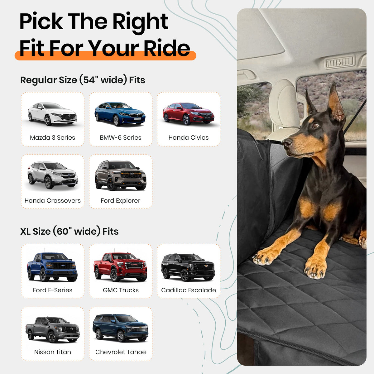 4Knines Hard Bottom Extender Car Seat Cover for Dogs - Regular