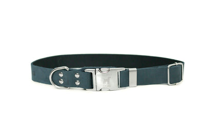 Modern Style Quick-Release Blue Jeans Leather Dog Collar