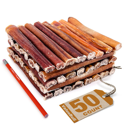 ValueBull USA Bully Sticks for Dogs, Thick 6 Inch, 50 Count