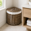 Rattan Corner Laundry Baskets with Lid and Inner Bag