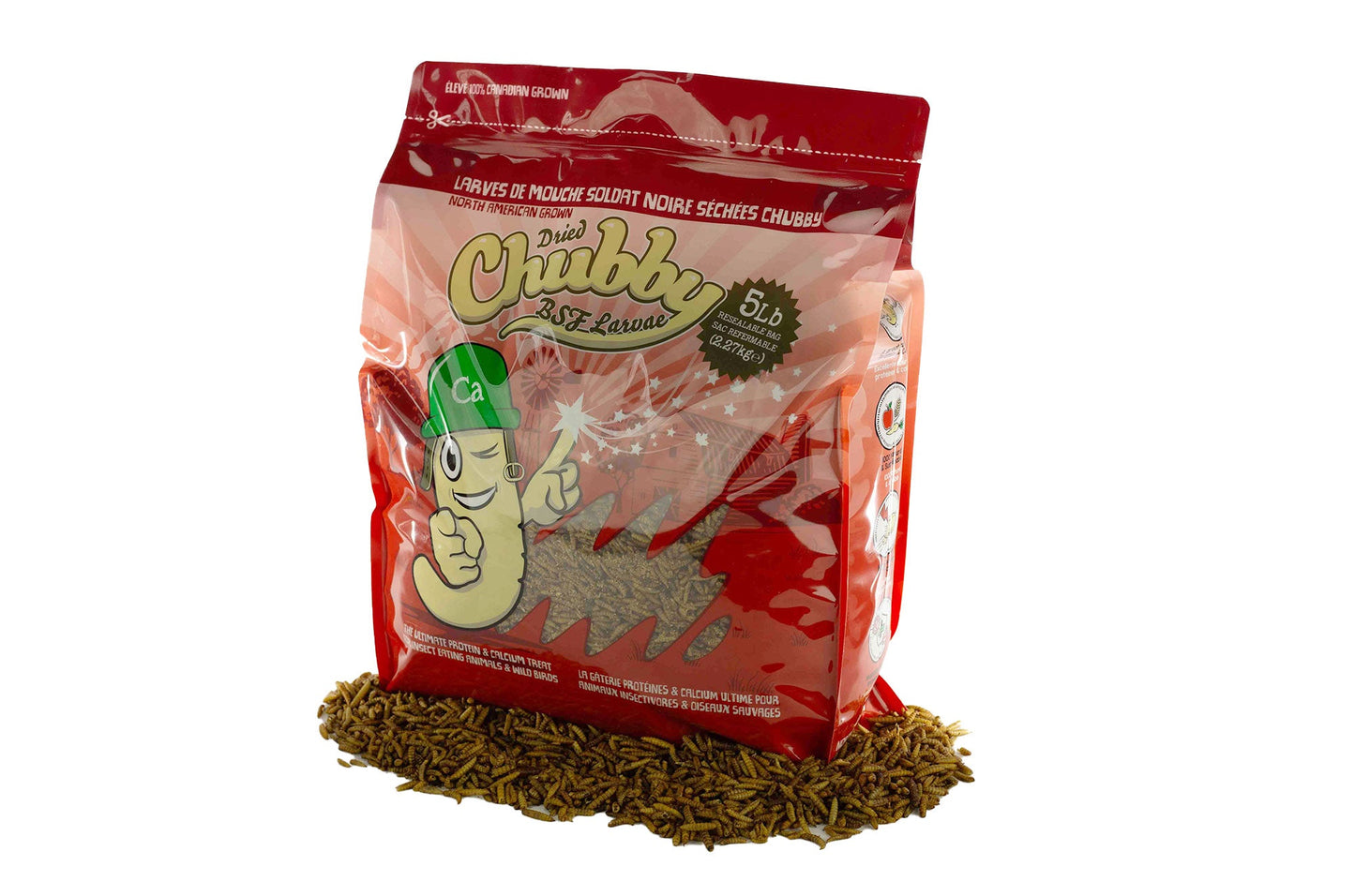 5LB Chubby Dried Black Soldier Fly Larvae - Grown in North America (Montreal) Non-GMO