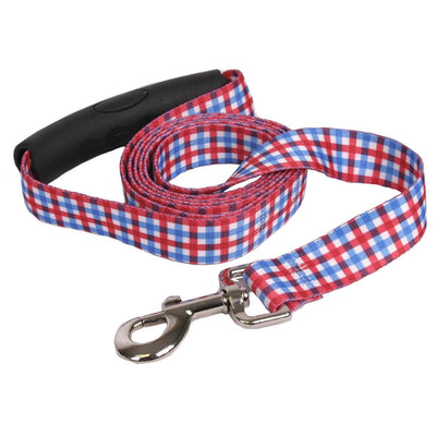 Southern Dawg Gingham Red and Blue Premium Dog Leash