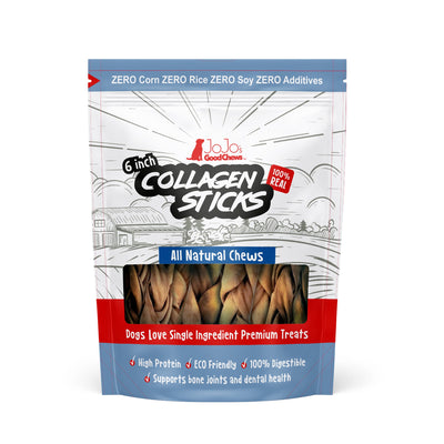 6" Braided Beef Collagen Sticks for Dogs, 4-Pack