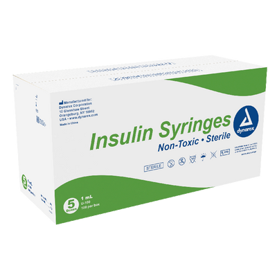 Dynarex Insulin Syringe - Non-Toxic, Individual Wrapped (500 Count)