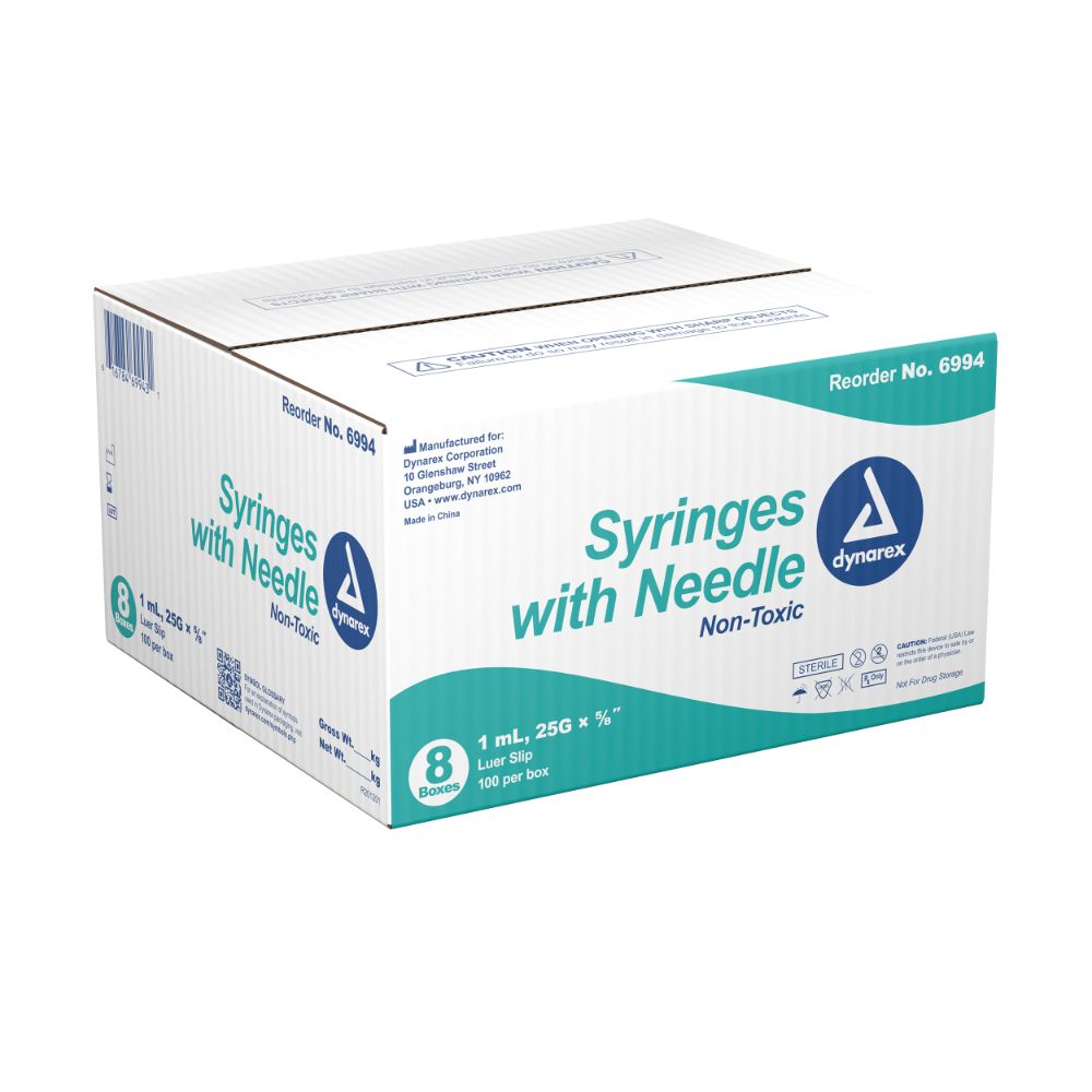 Dynarex Syringes With Needle - 1cc (800 Count)