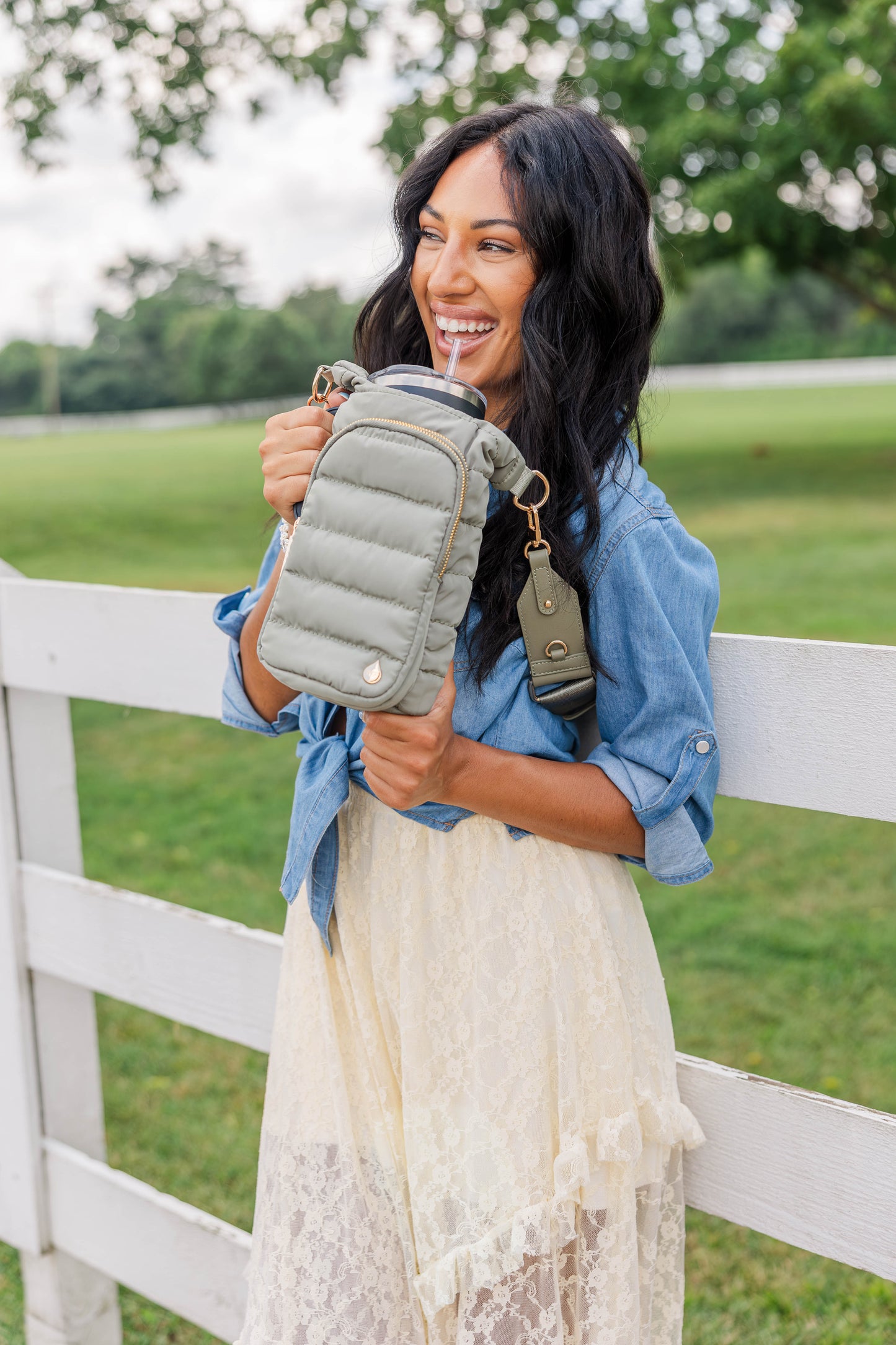 HydroBag® HANDLE® - Sage Green with Sage and Tan Strap