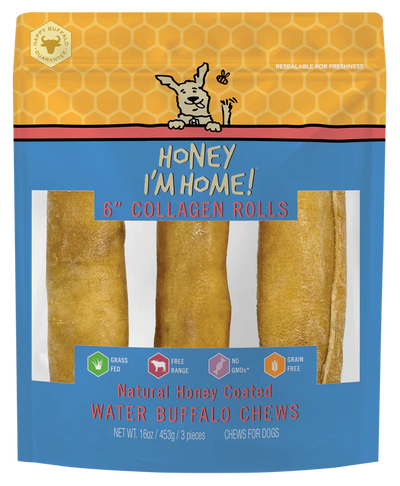 Honey Dog Buffalo Collagen Rolls 6" (3pk)