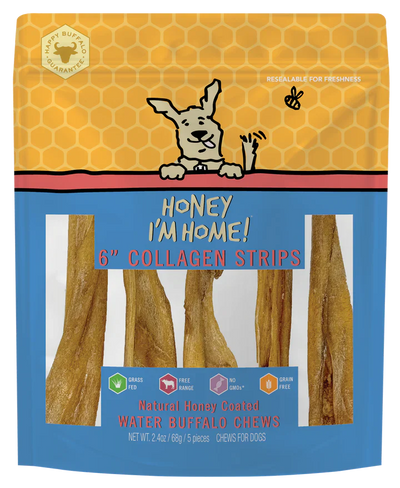 Honey Dog Buffalo Collagen Strips 6" (5pk)