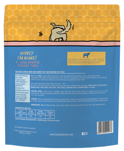 Honey Dog Buffalo Trachea Lung 6" (3pk)